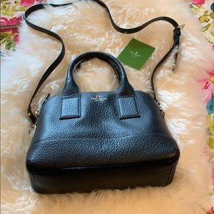 NWOT Kate Spade black leather crossbody satchel.
